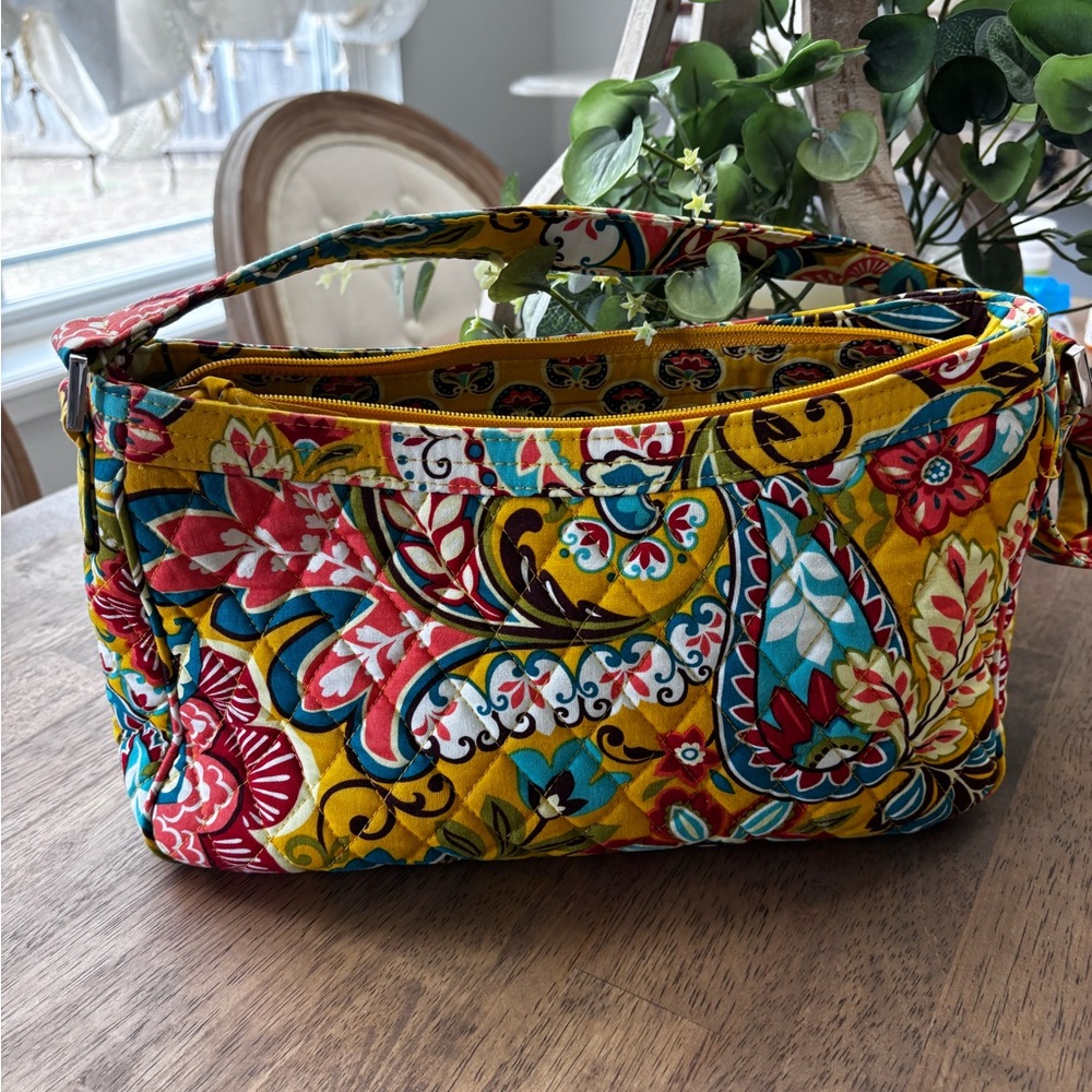 Vera Bradley Yellow Multicolor Quilted Paisley Shoulder Bag